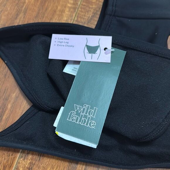 NWT Wild Fable XXS (00) Black Side Extra Cheeky High Leg Bikini Swim Bottom - Picture 6 of 8